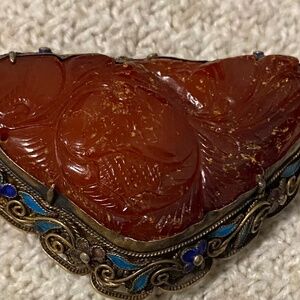 Carved Antique Chinese Brooch